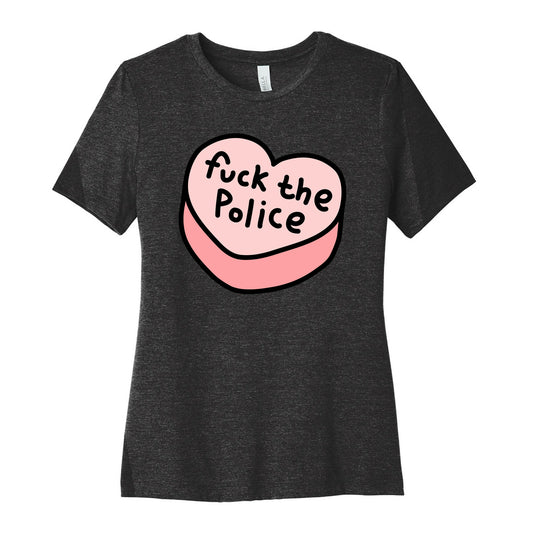 Fuck The Police Conversation Heart  Women's Cotton Tee