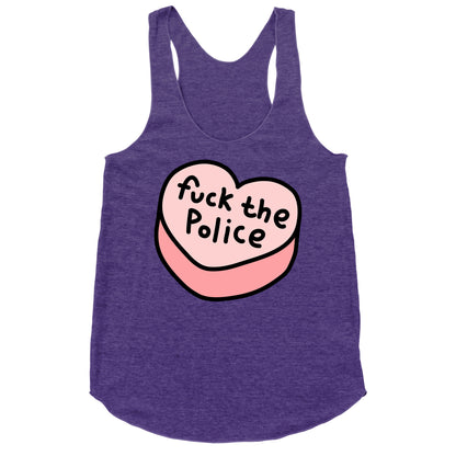 Fuck The Police Conversation Heart  Racerback Tank