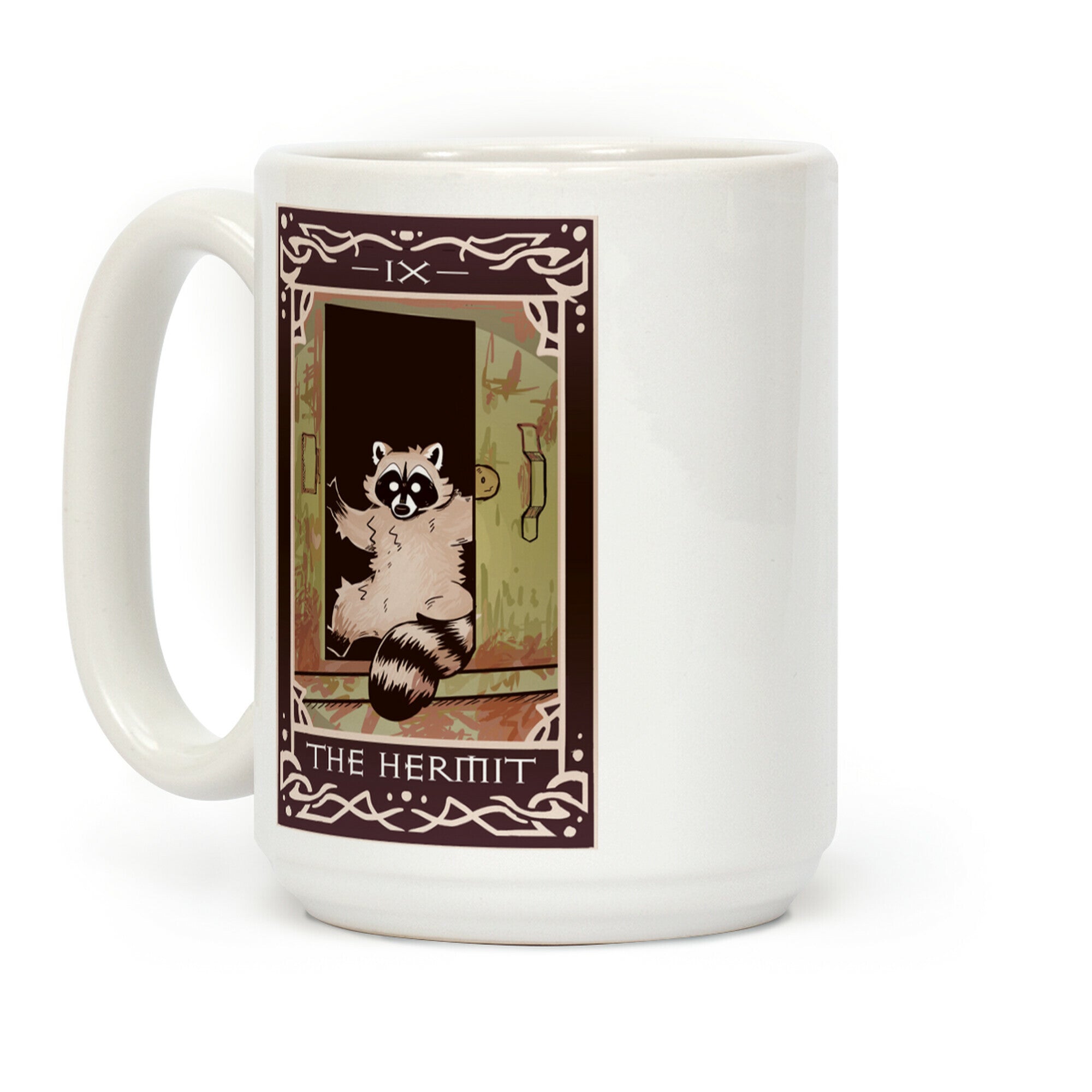 The Hermit Raccoon Tarot Card Coffee Mug