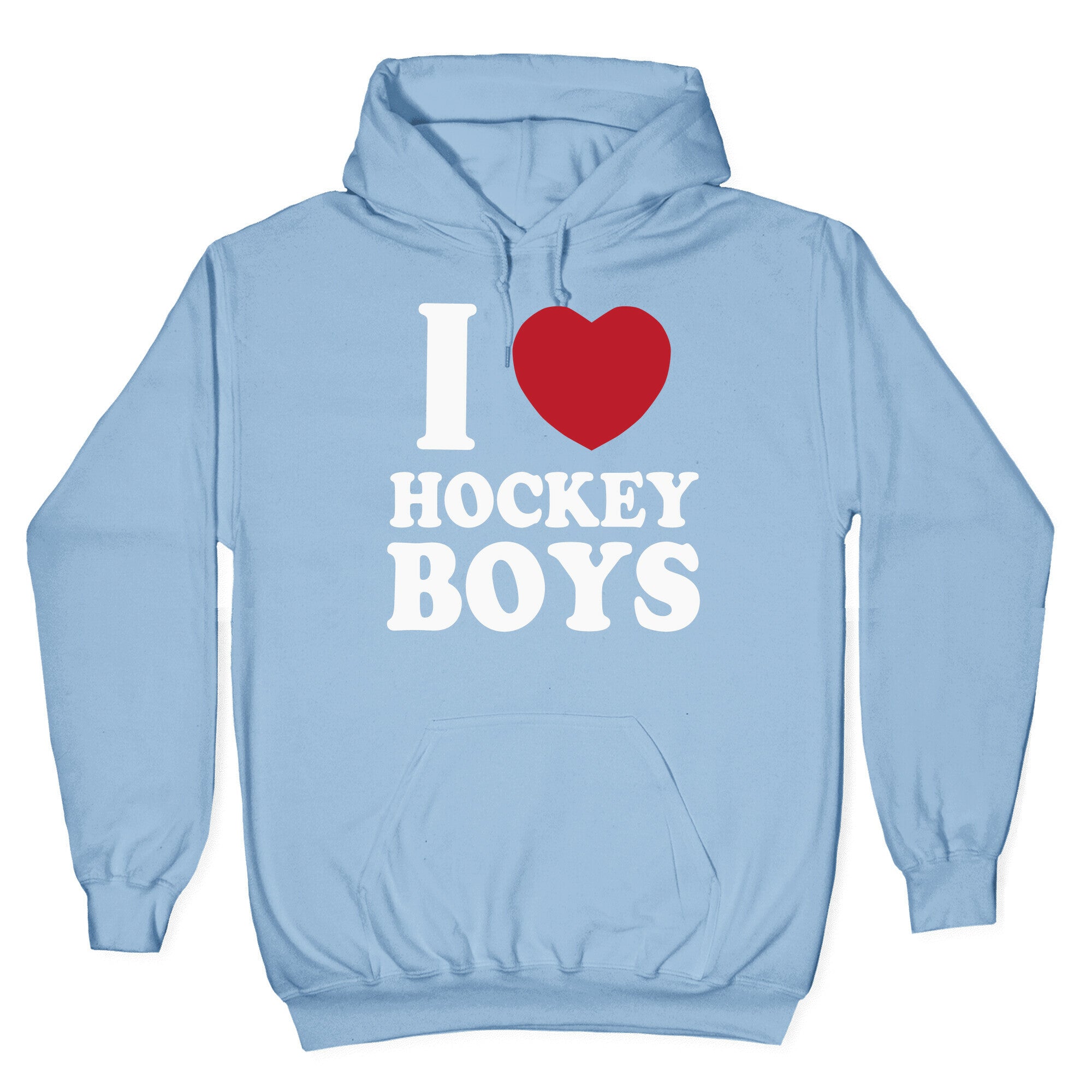 LookHUMAN I Love Hockey Boys Hoodie White XL