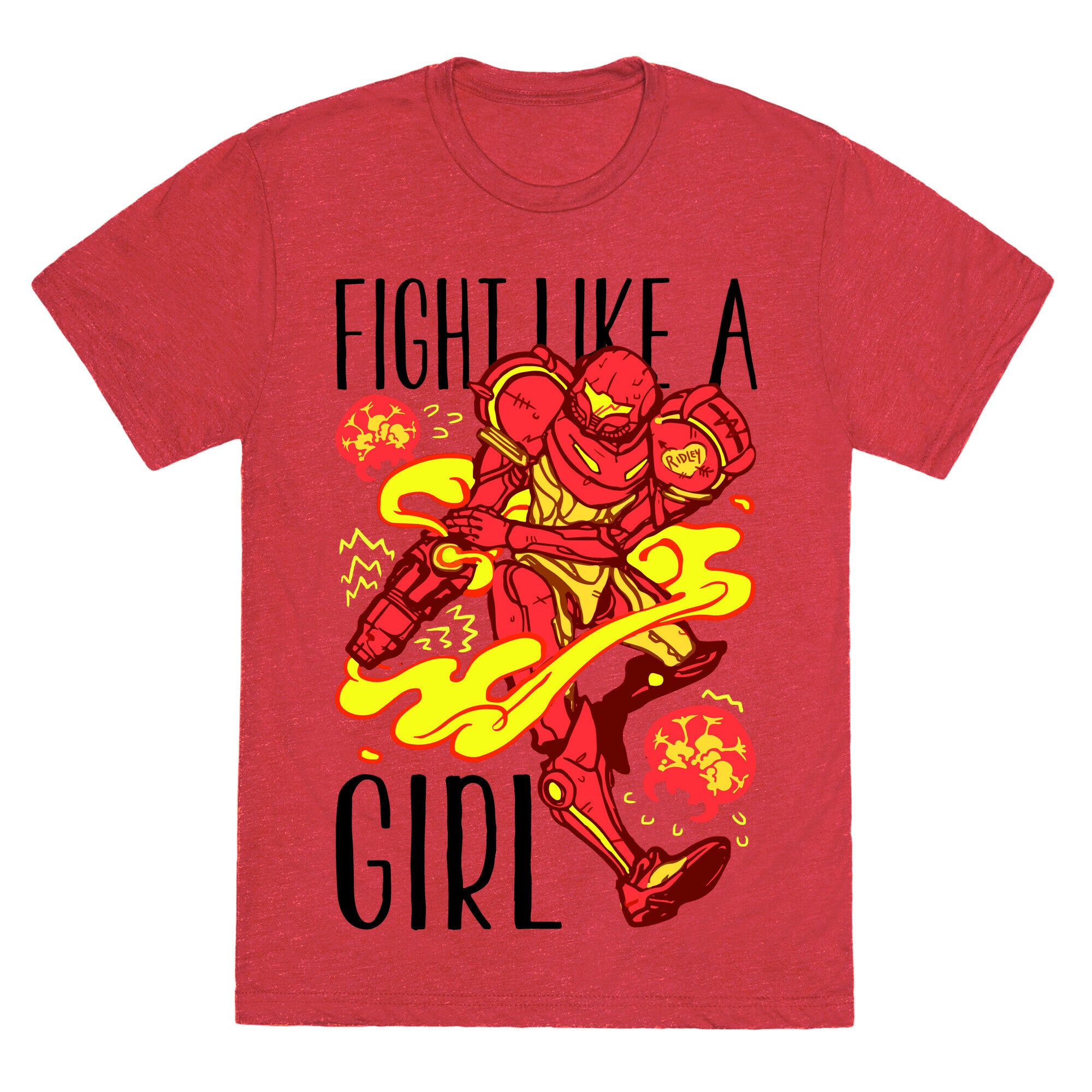 Fight Like A Girl Samus Parody Unisex Triblend Tee