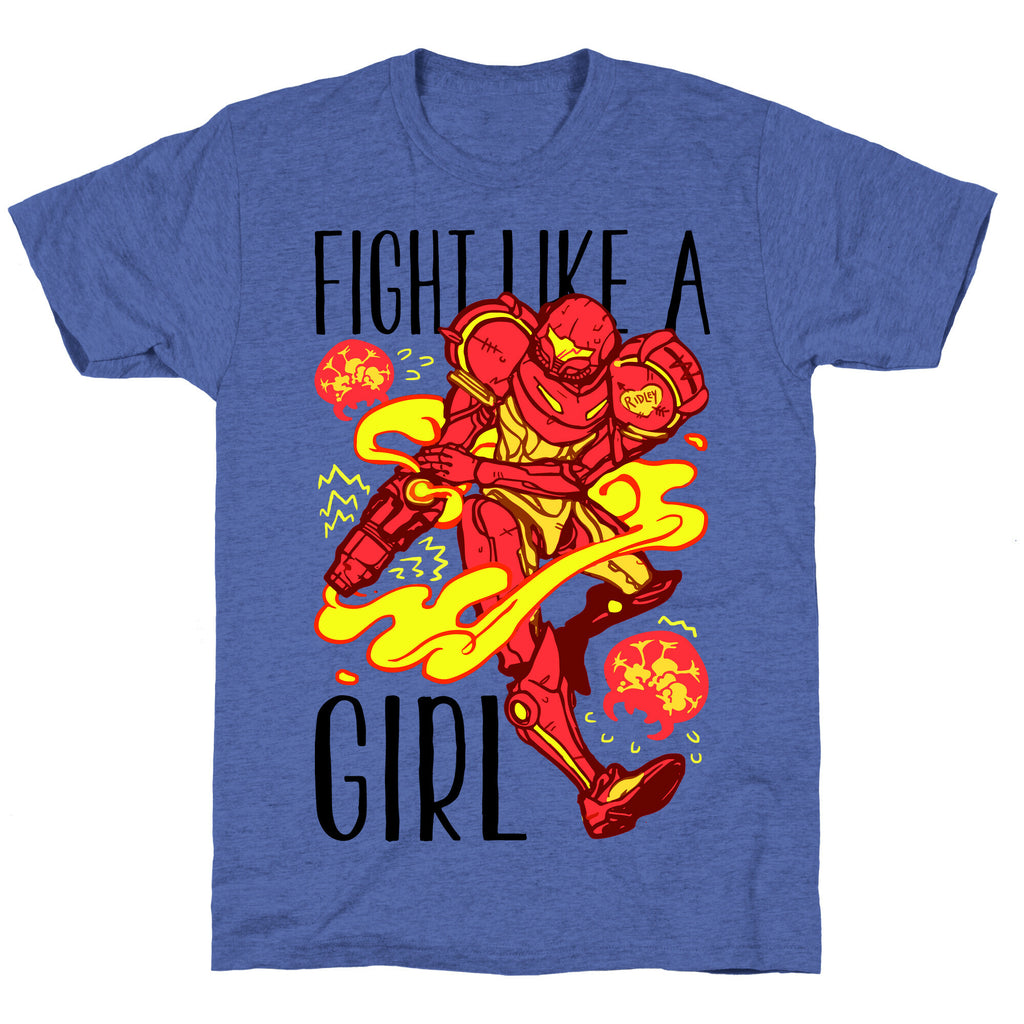 Fight Like A Girl Samus Parody Unisex Triblend Tee
