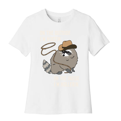 On The Outside I'm Hootin, On The Inside I'm Hollerin' Women's Cotton Tee