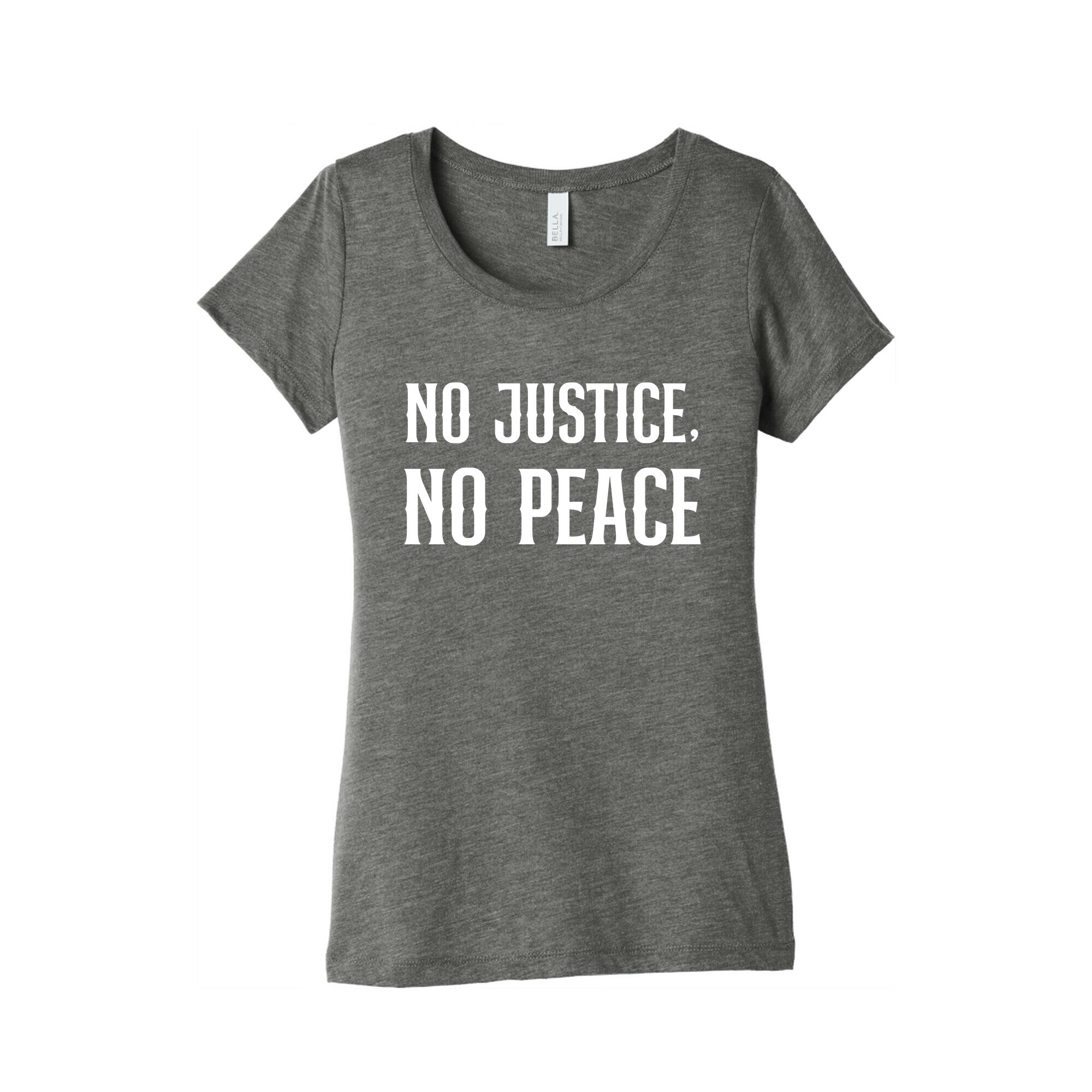 No Justice, No Peace With A Graphic Of A Peace Symbol And A Gavel Women's Triblend Tee