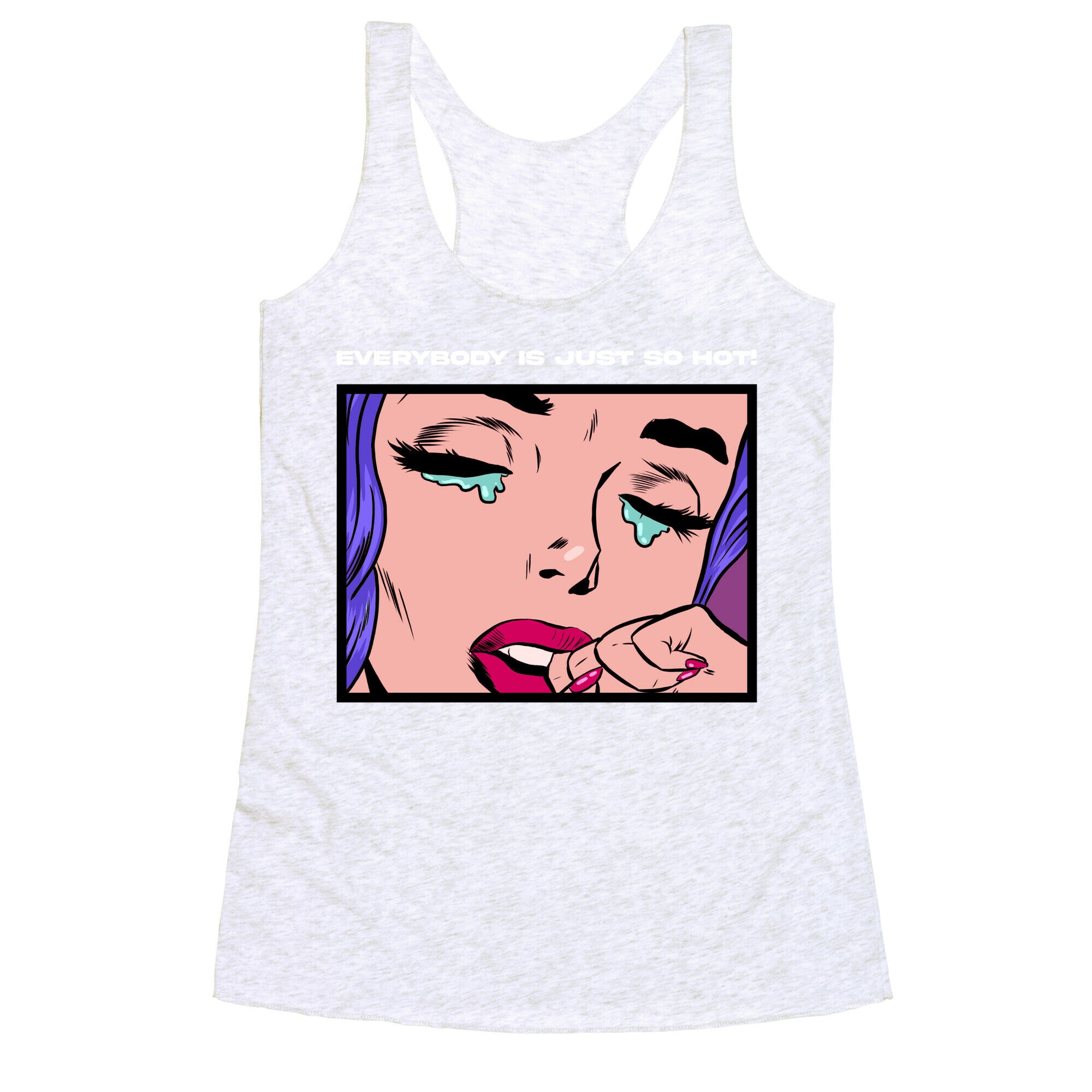 Everybody Is Just So Hot! (A Bisexual Comic) Racerback Tank