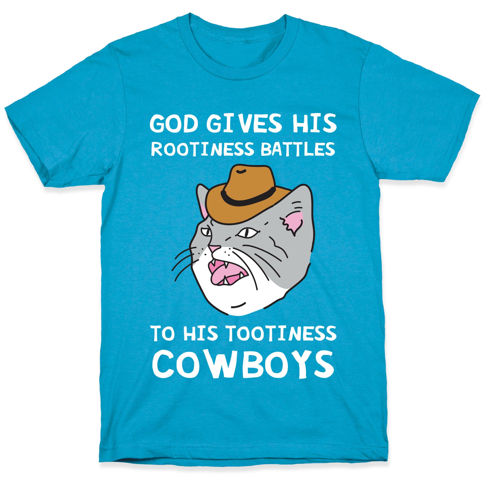 God Gives His Rootiness Battles To His Tootiness Cowboys Unisex Triblend Tee
