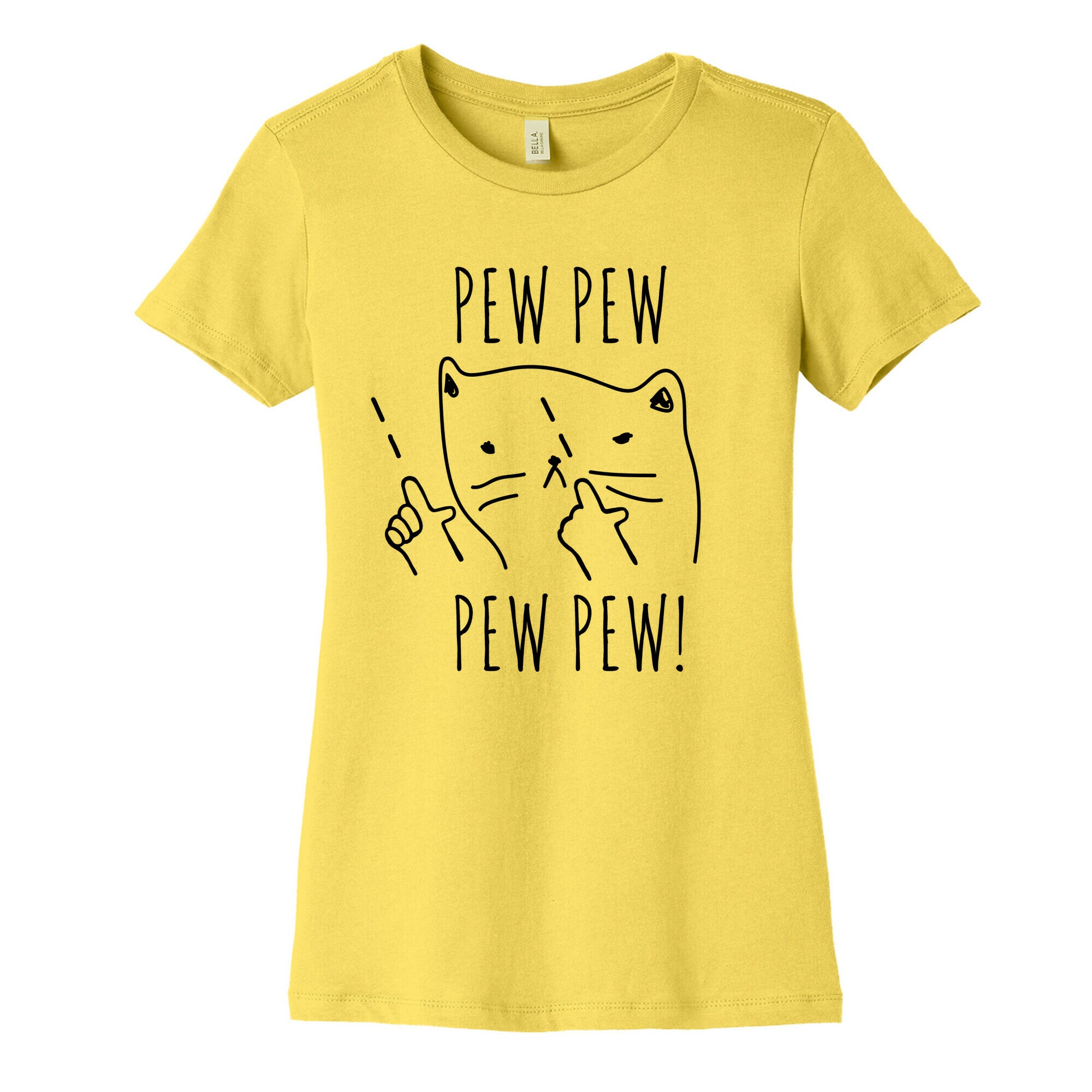 Pew Pew! Kitty Finger Guns  Women's Cotton Tee