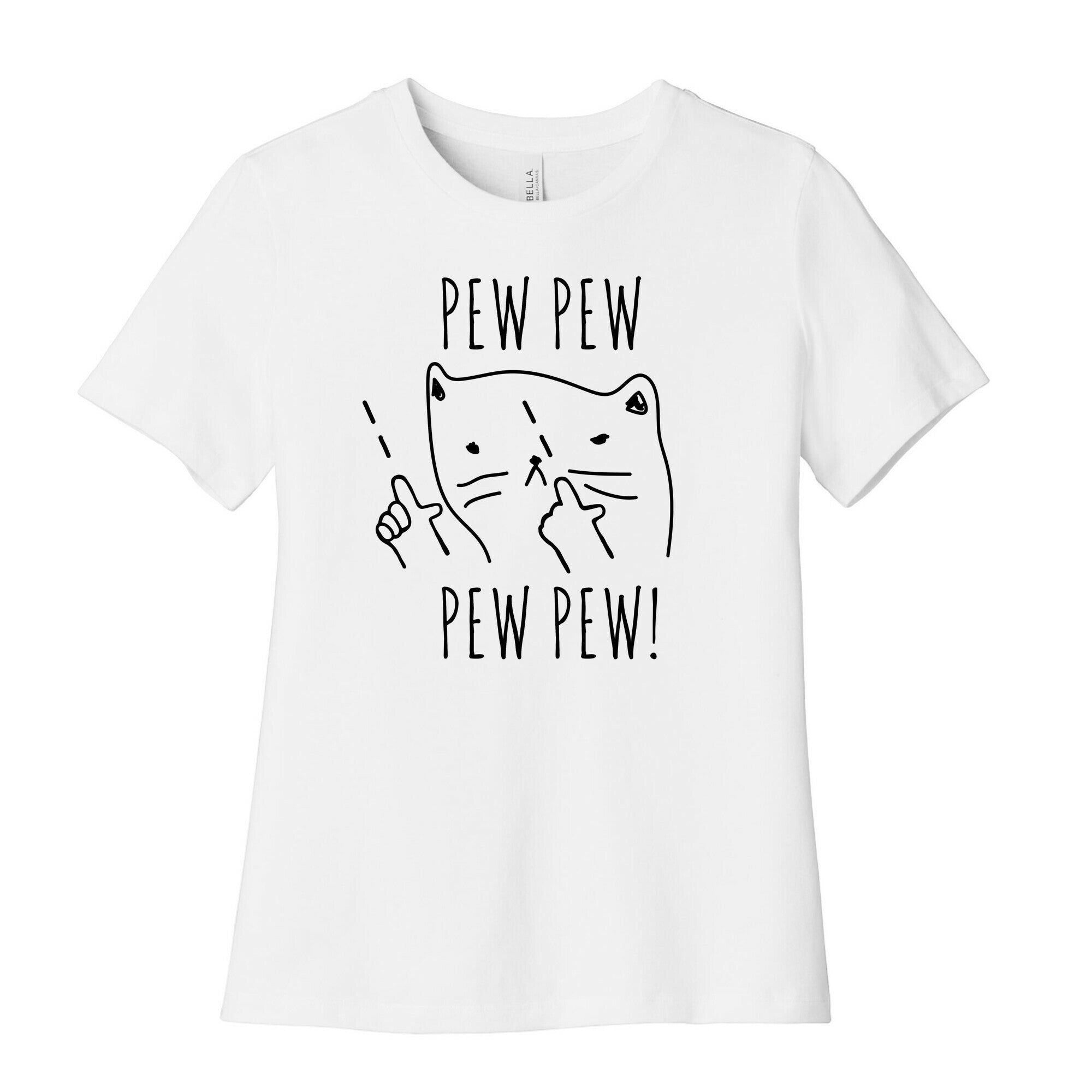 Pew Pew! Kitty Finger Guns  Women's Cotton Tee
