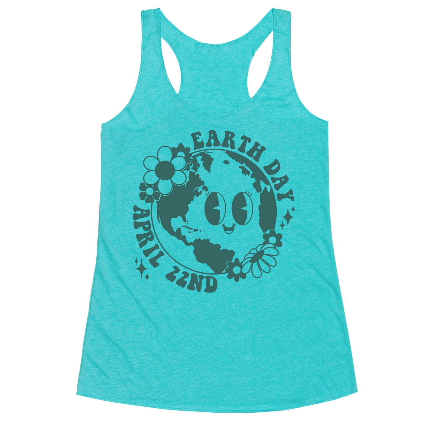 Earth Day Retro Cartoon Racerback Tank