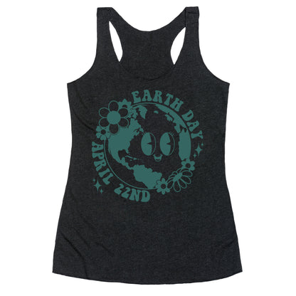 Earth Day Retro Cartoon Racerback Tank