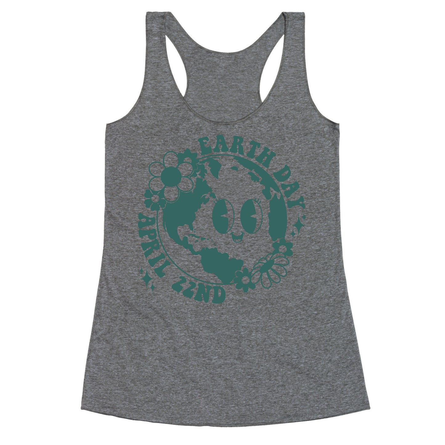 Earth Day Retro Cartoon Racerback Tank