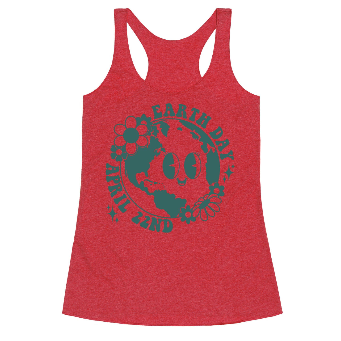 Earth Day Retro Cartoon Racerback Tank