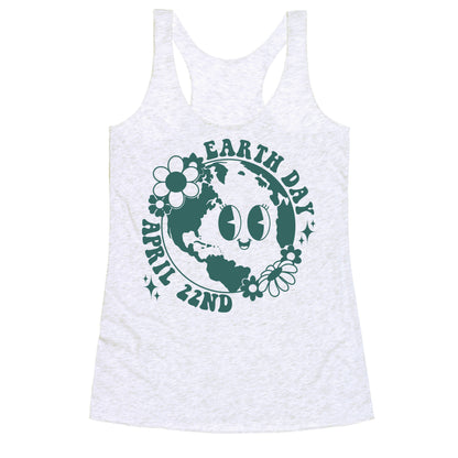 Earth Day Retro Cartoon Racerback Tank