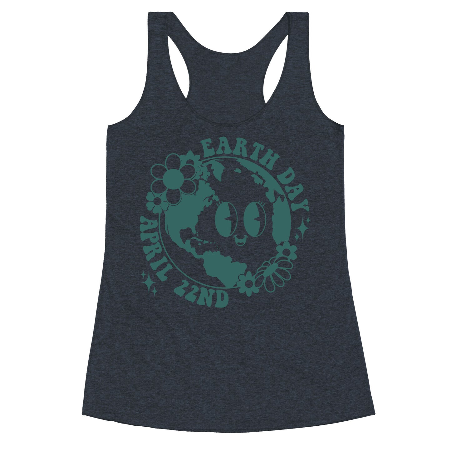 Earth Day Retro Cartoon Racerback Tank