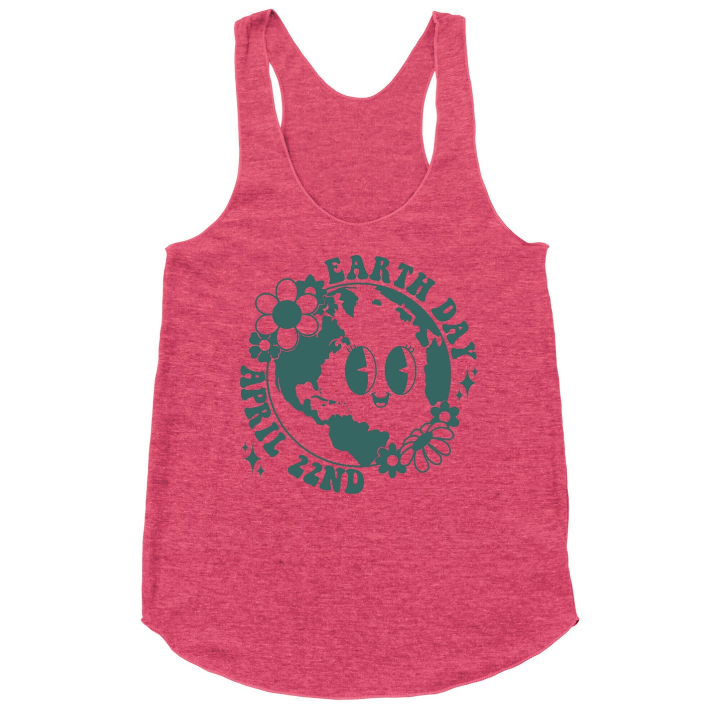 Earth Day Retro Cartoon Racerback Tank