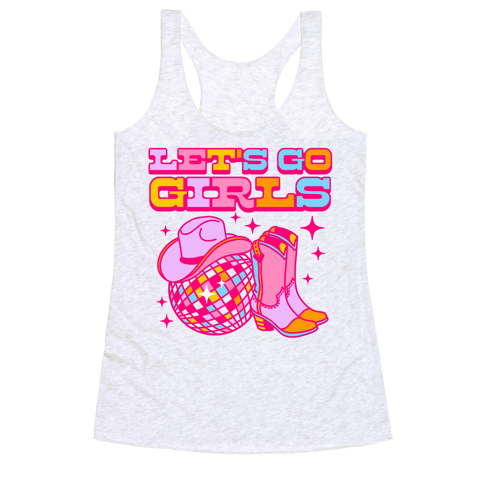 Let's Go Girls Cowgirl Disco Racerback Tank