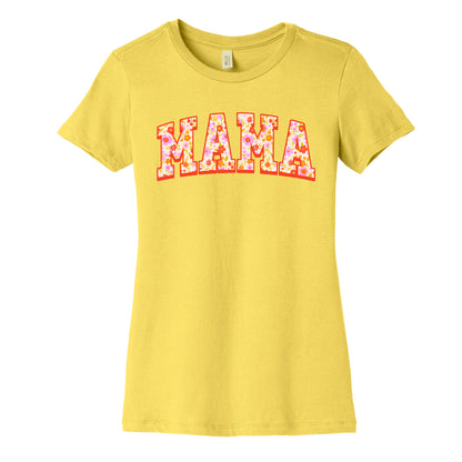 Floral Mama Text Womens Cotton Tee