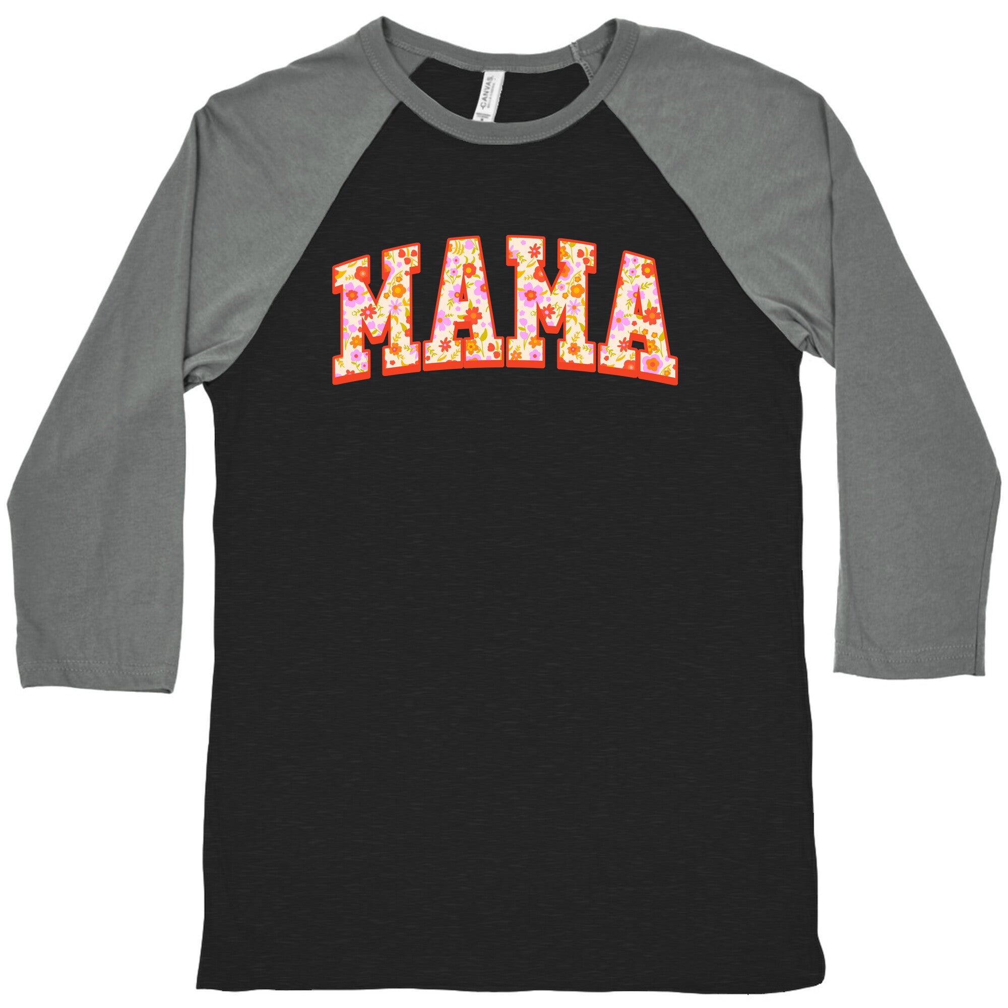 Floral Mama Text Baseball Tee