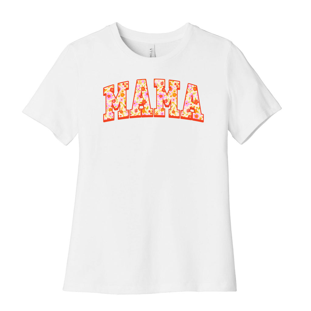 Floral Mama Text Womens Cotton Tee