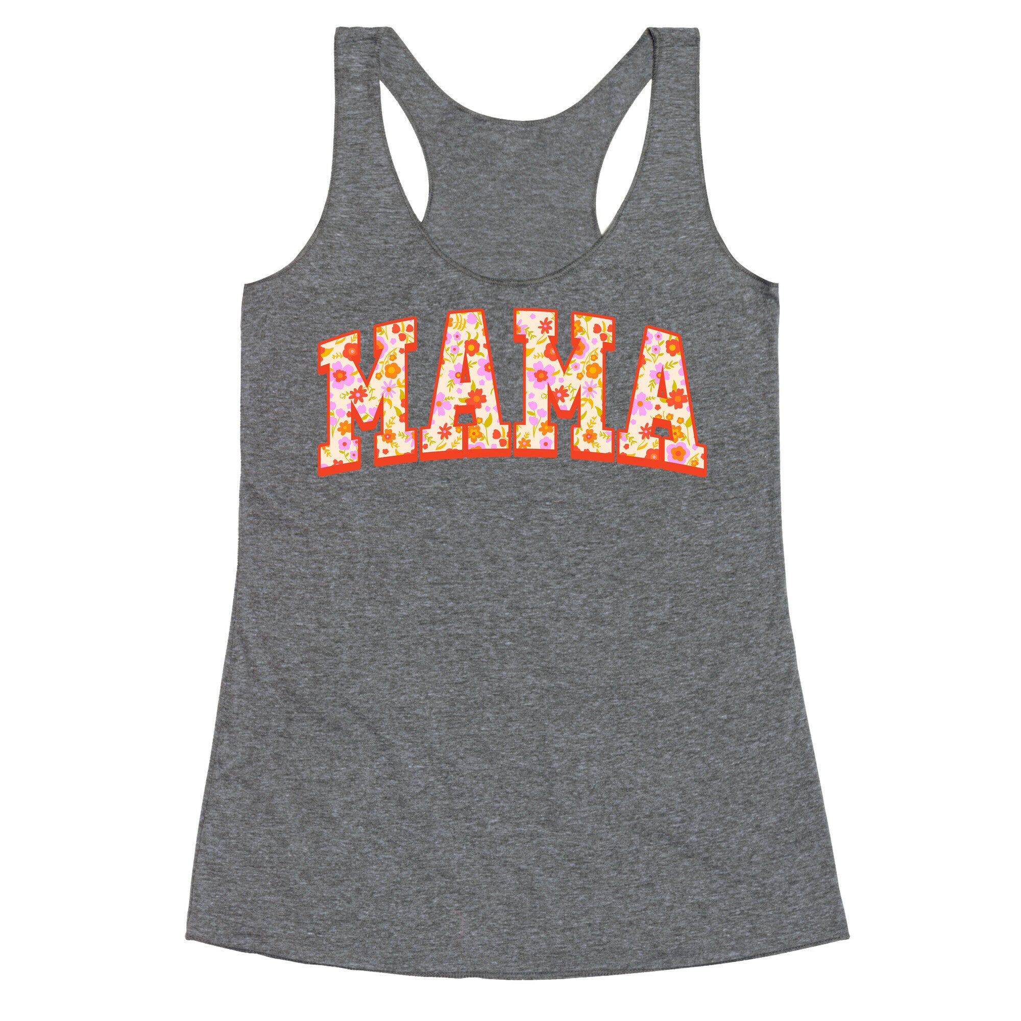 Floral Mama Text Racerback Tank