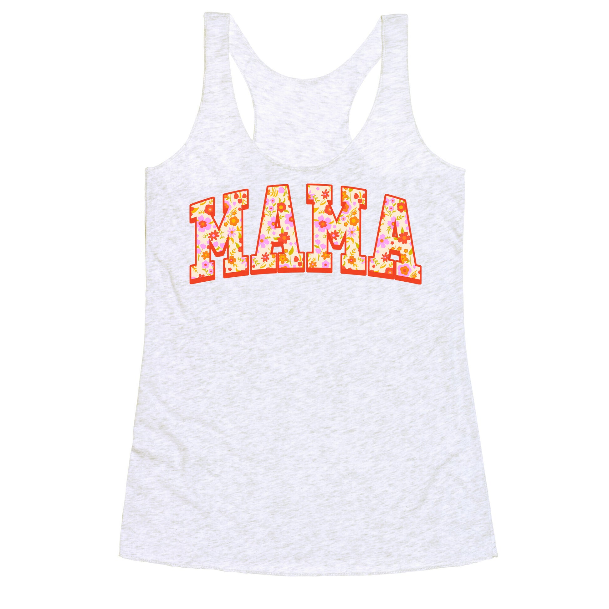 Floral Mama Text Racerback Tank