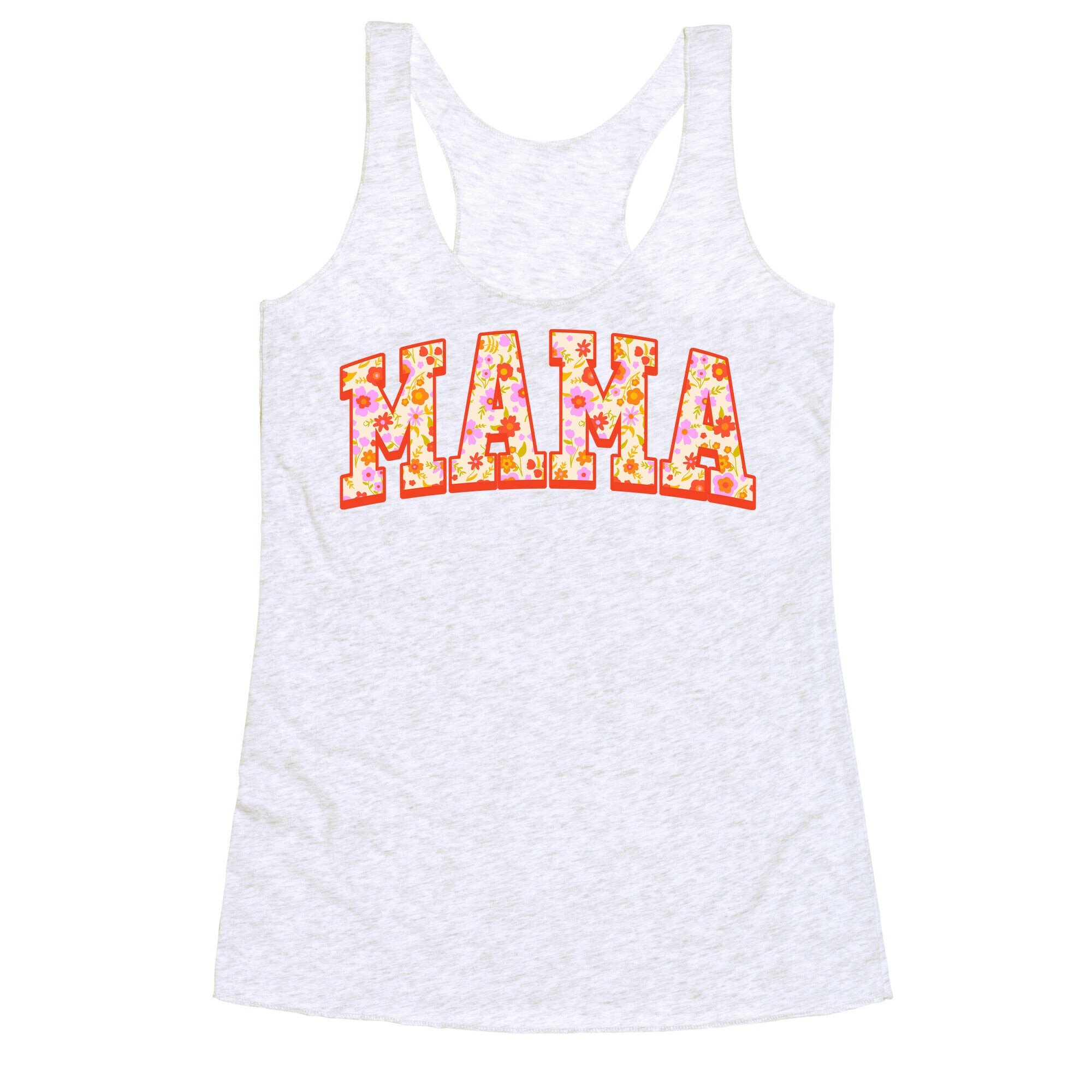 Floral Mama Text Racerback Tank