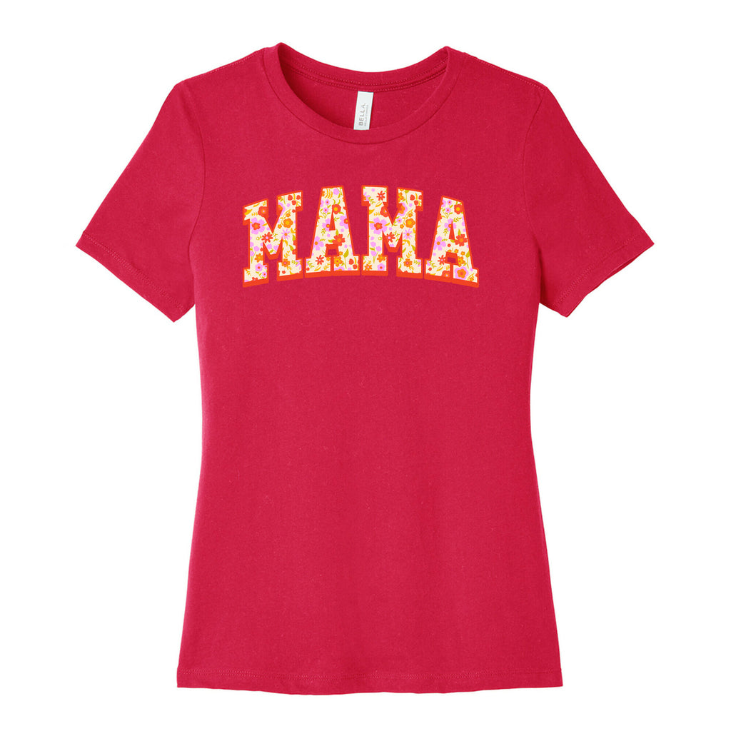 Floral Mama Text Women's Cotton Tee