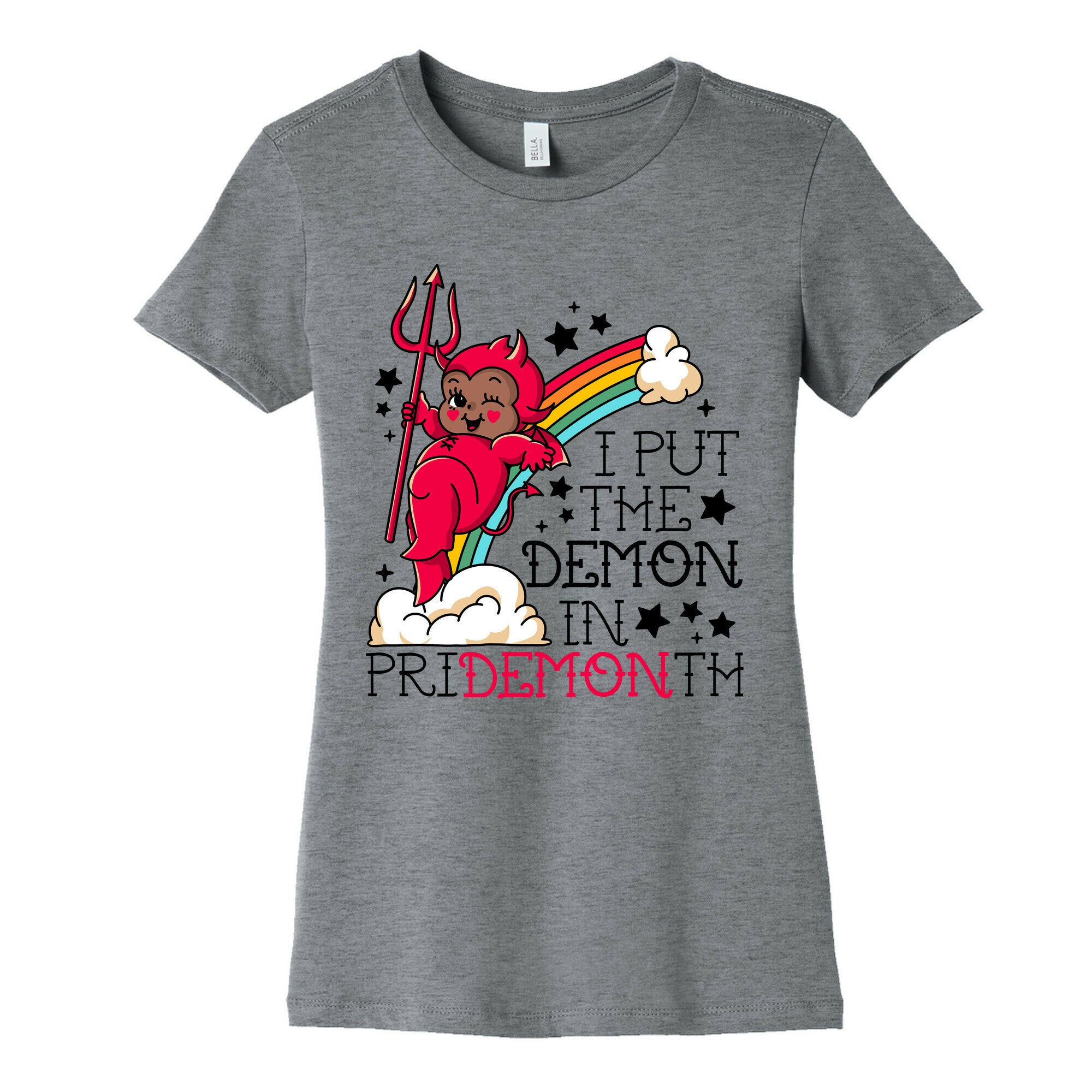 Black Kewpie Devil I Put the DEMON In Pride Month Womens Cotton Tee