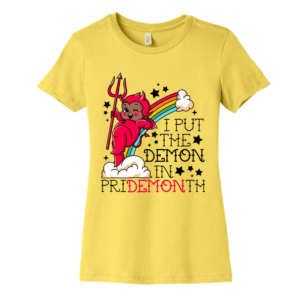 Black Kewpie Devil I Put the DEMON In Pride Month Womens Cotton Tee