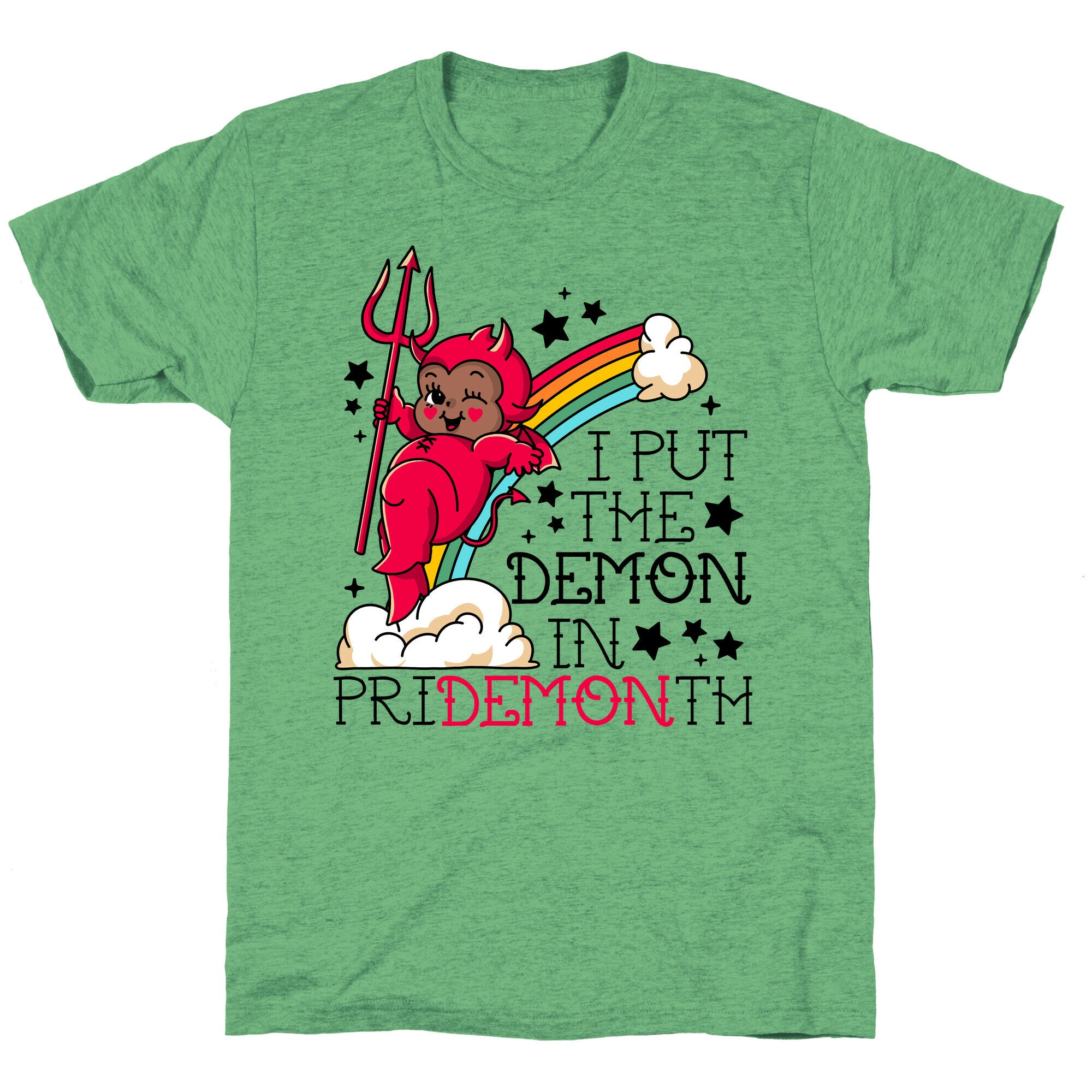 Black Kewpie Devil I Put the DEMON In Pride Month Unisex Triblend Tee