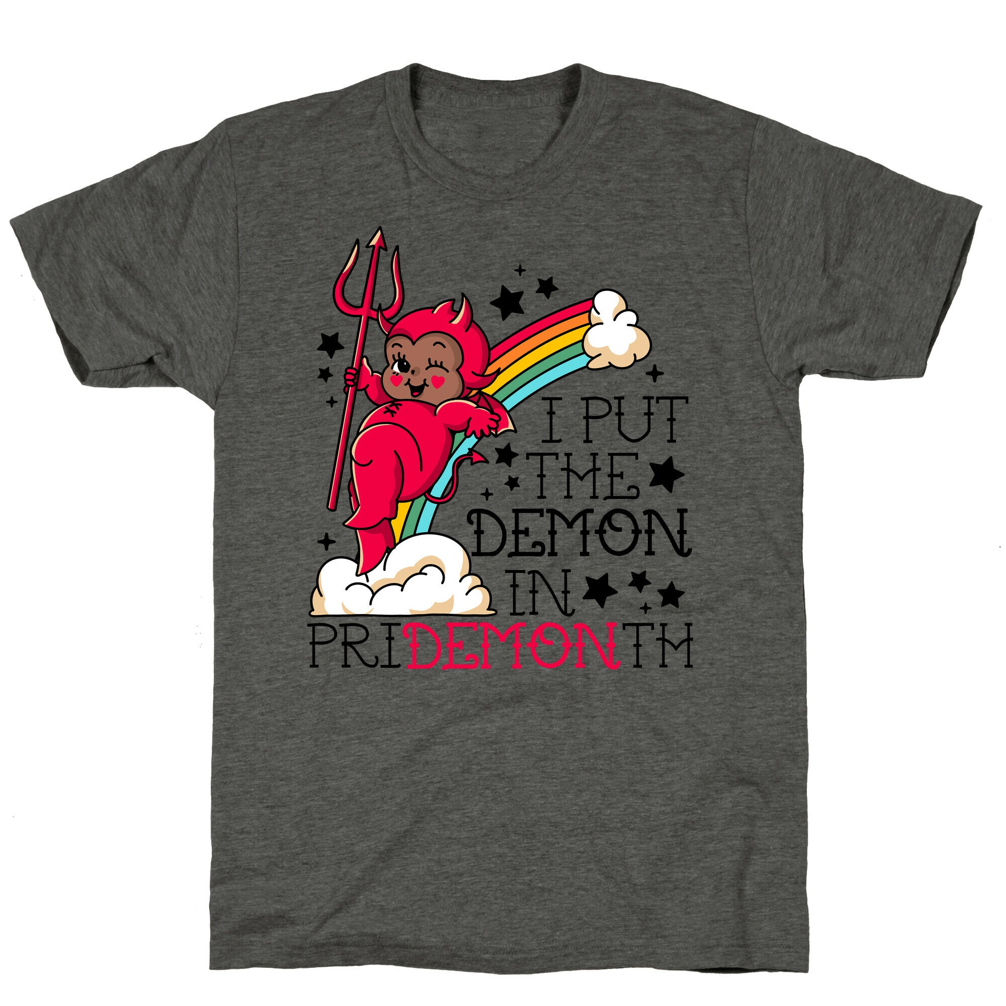 Black Kewpie Devil I Put the DEMON In Pride Month Unisex Triblend Tee