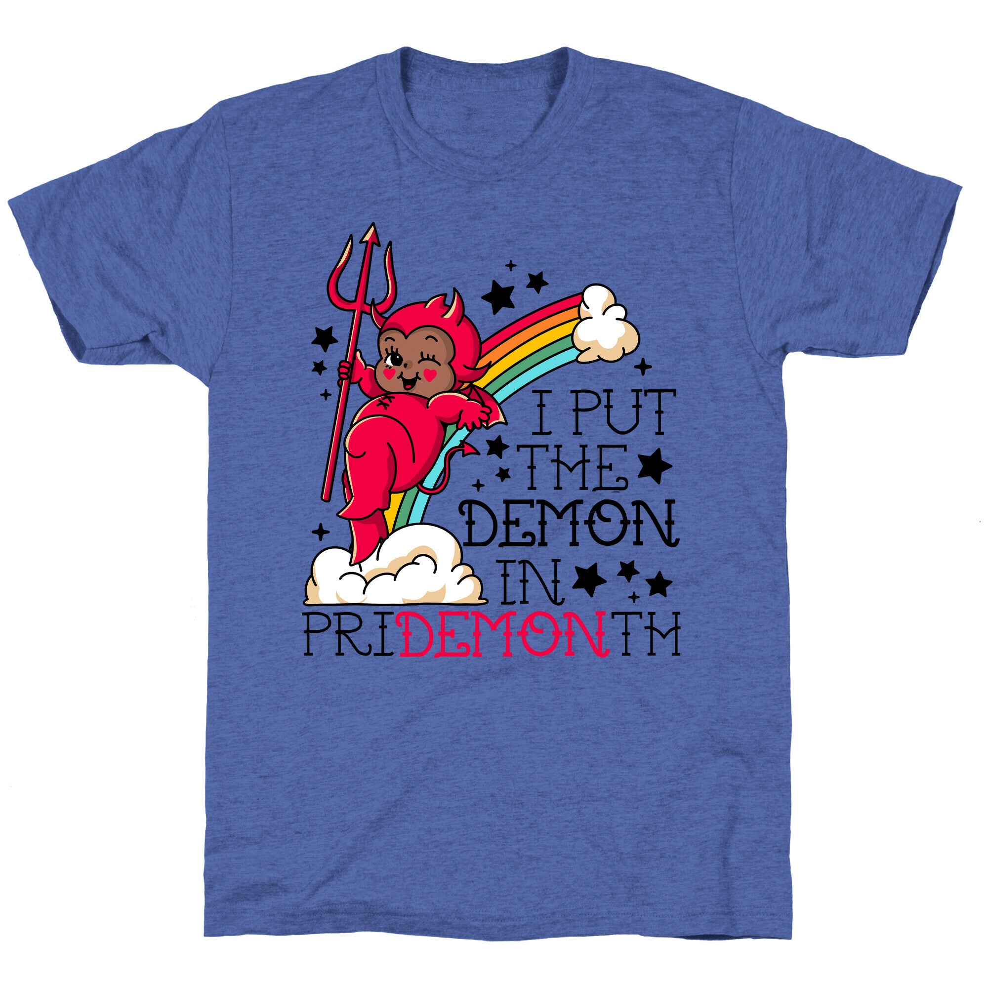 Black Kewpie Devil I Put the DEMON In Pride Month Unisex Triblend Tee