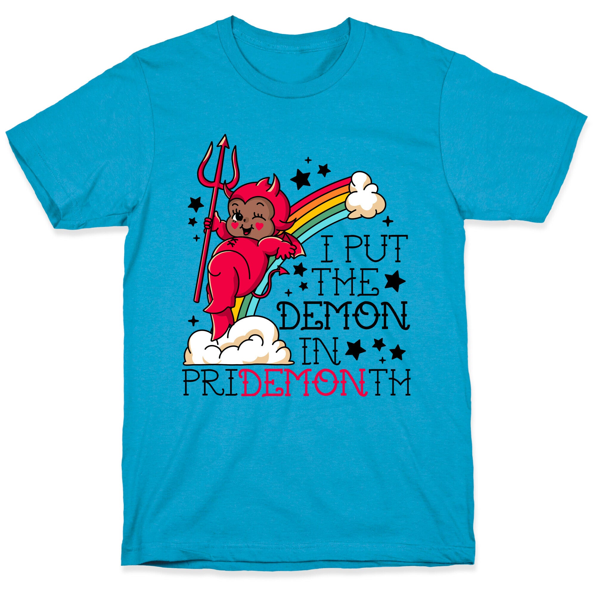 Black Kewpie Devil I Put the DEMON In Pride Month Unisex Triblend Tee