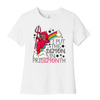 Black Kewpie Devil I Put the DEMON In Pride Month Womens Cotton Tee