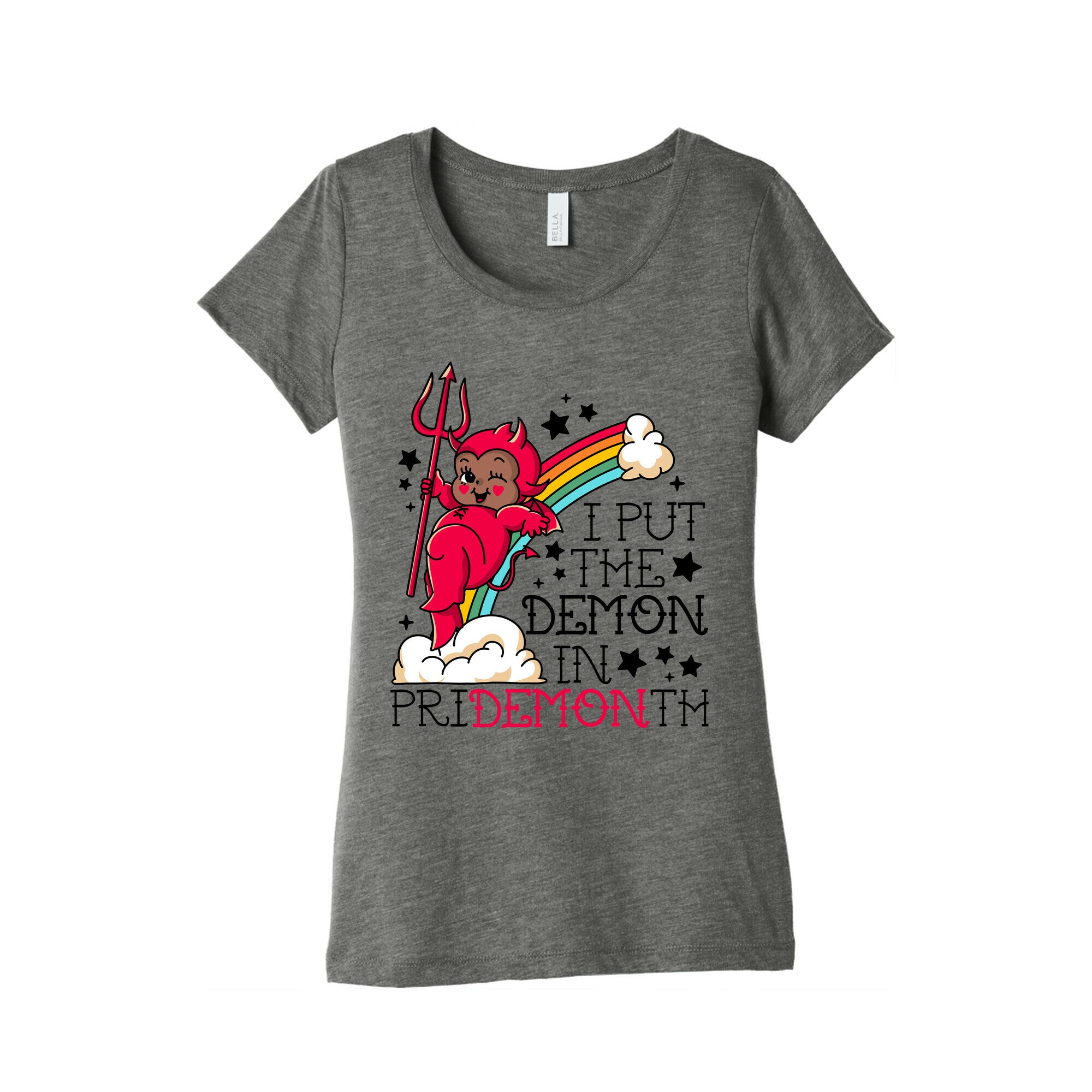 Black Kewpie Devil I Put the DEMON In Pride Month Womens Triblend Tee