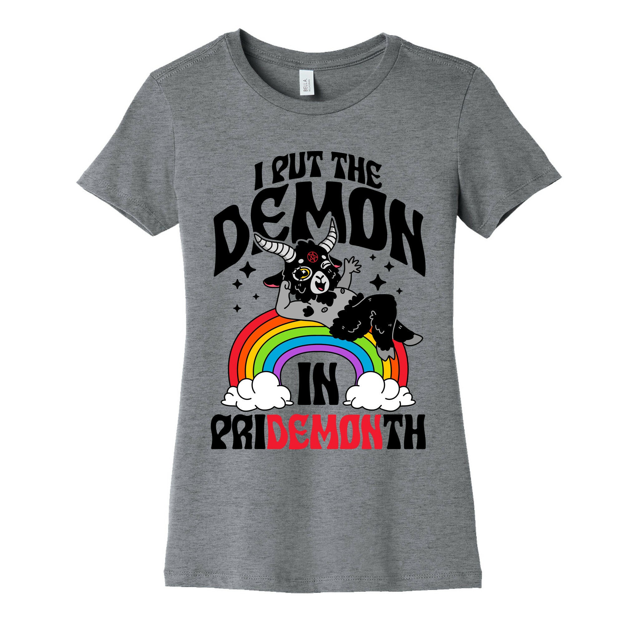Baphomet I Put The Demon In Pride Month Womens Cotton Tee