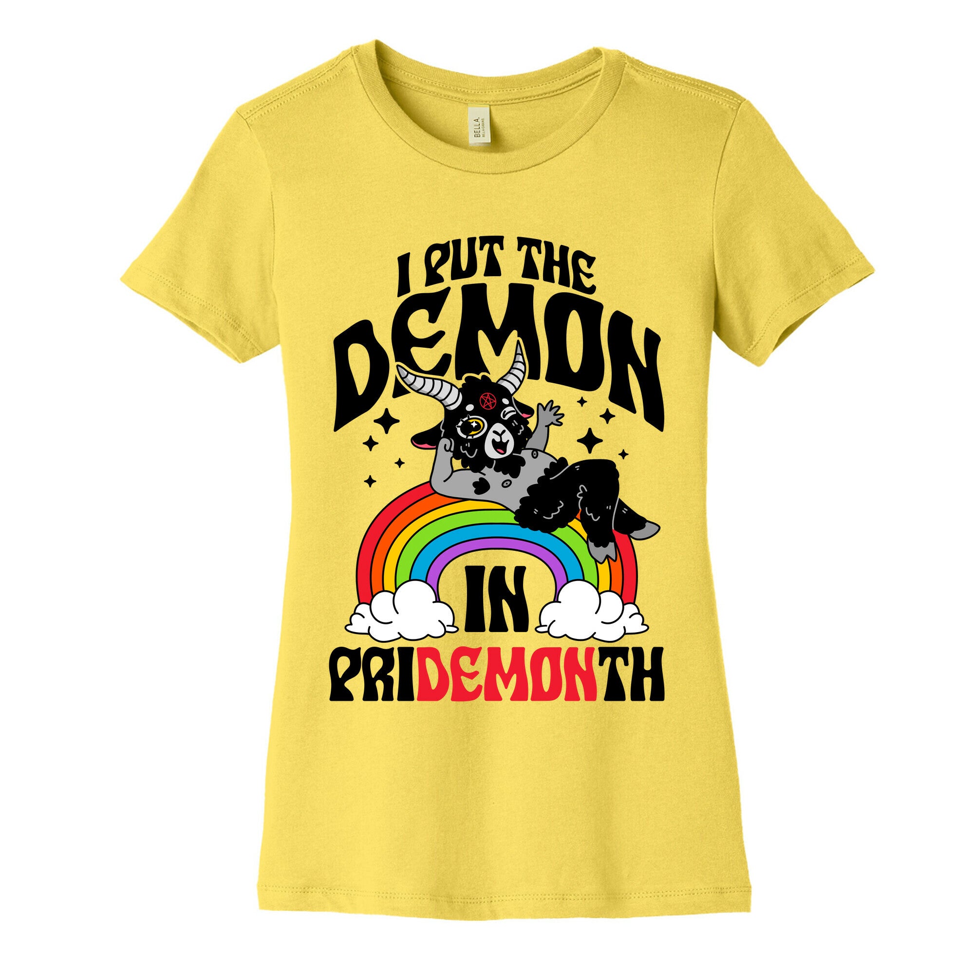 Baphomet I Put The Demon In Pride Month Womens Cotton Tee