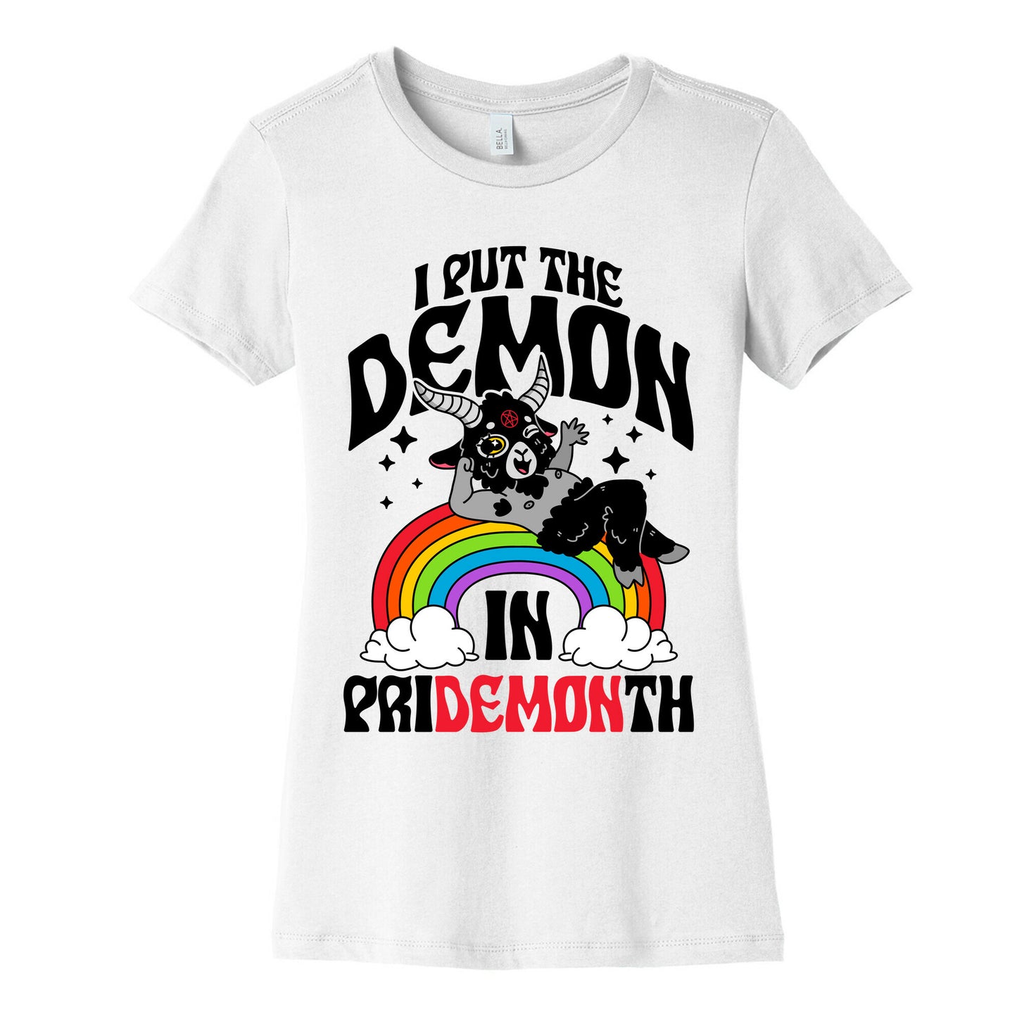 Baphomet I Put The Demon In Pride Month Womens Cotton Tee