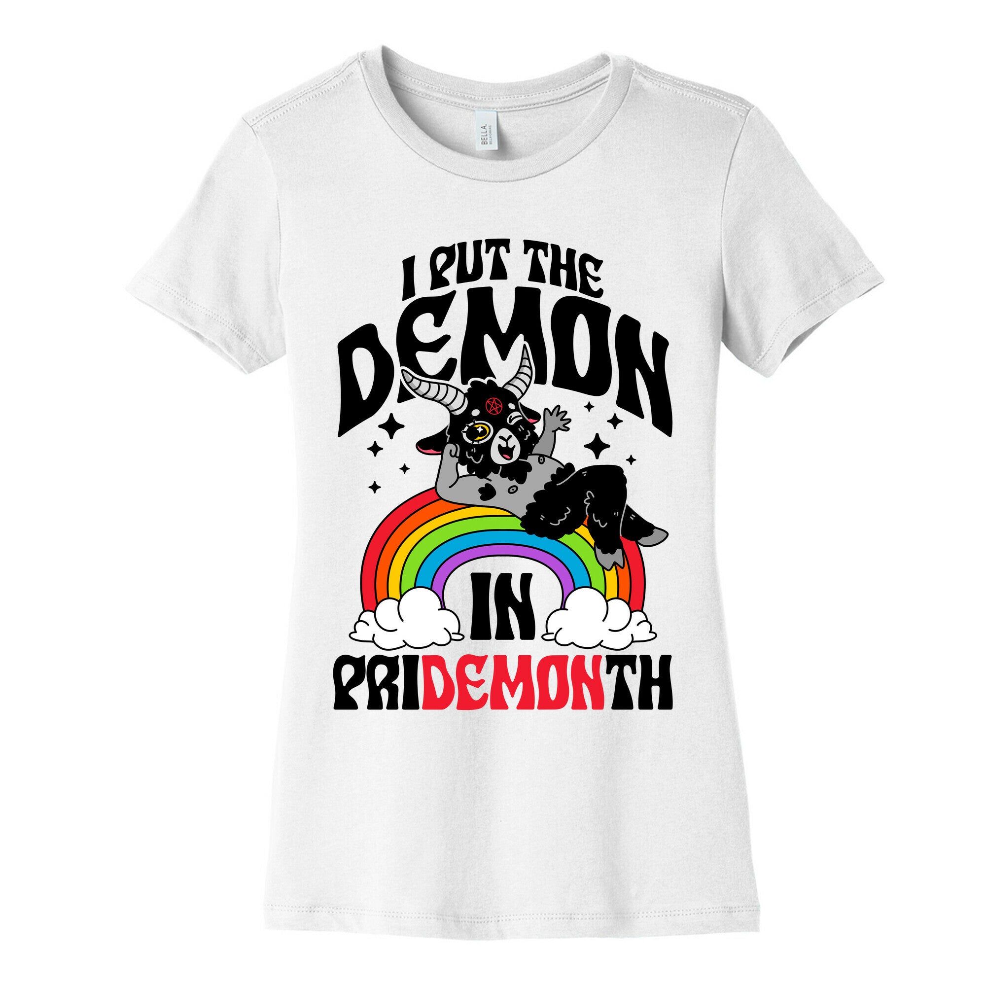 Baphomet I Put The Demon In Pride Month Womens Cotton Tee