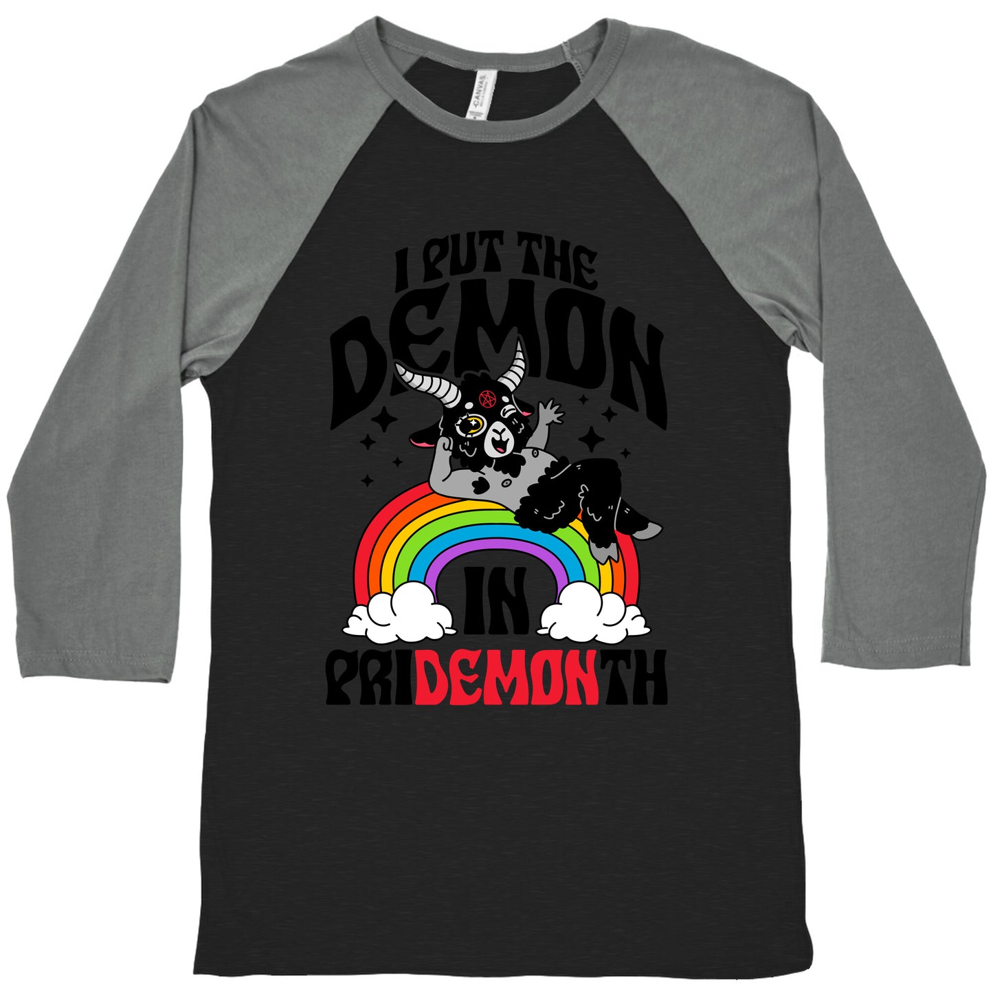 Baphomet I Put The Demon In Pride Month Baseball Tee