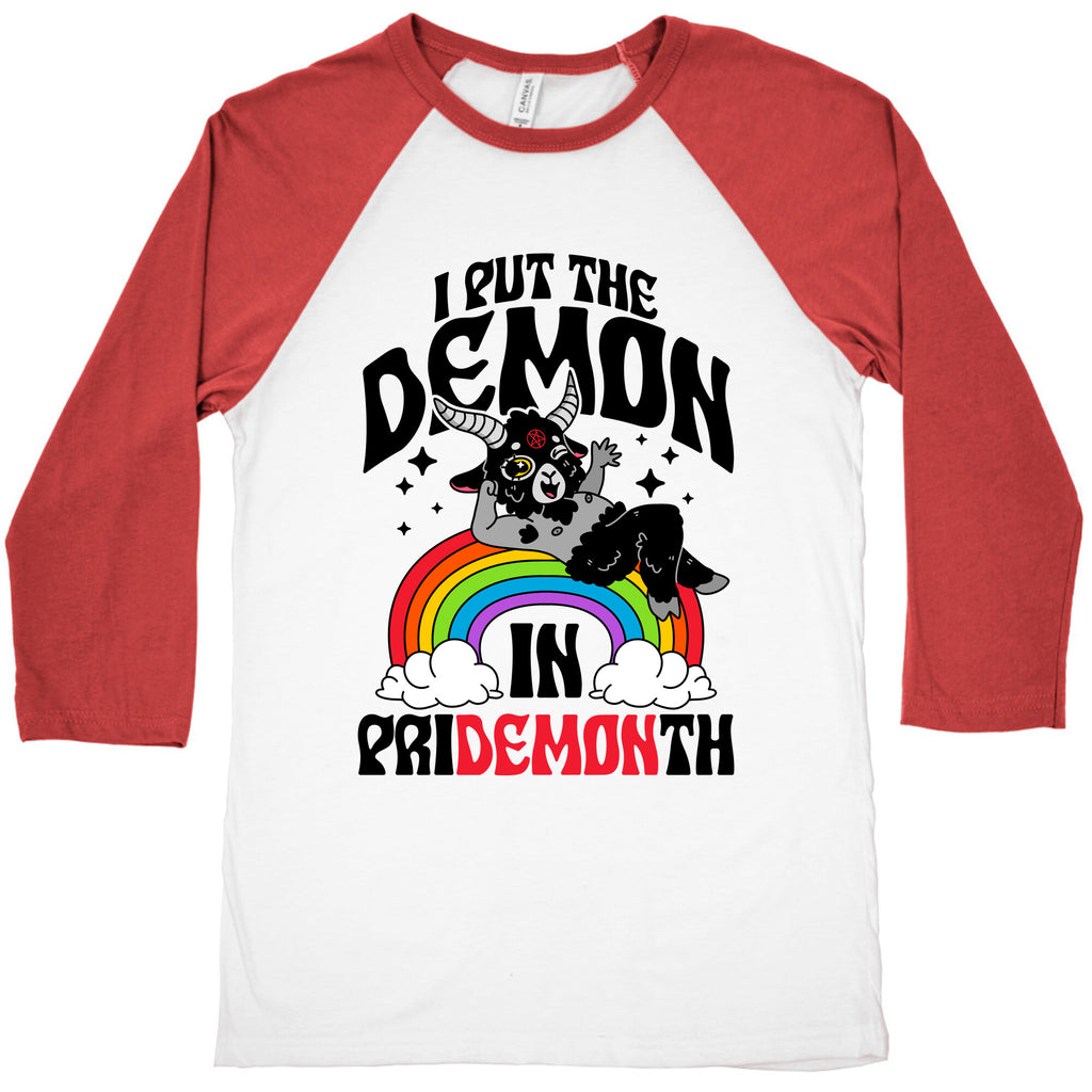 Baphomet I Put The Demon In Pride Month Baseball Tee