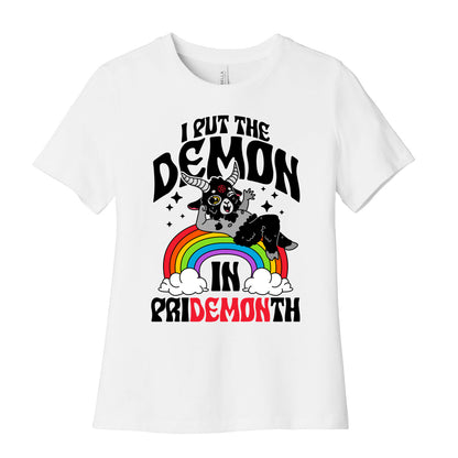 Baphomet I Put The Demon In Pride Month Womens Cotton Tee