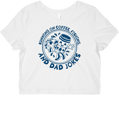 Running on Coffee, Fishing, and Dad Jokes Graphic Baby Tee