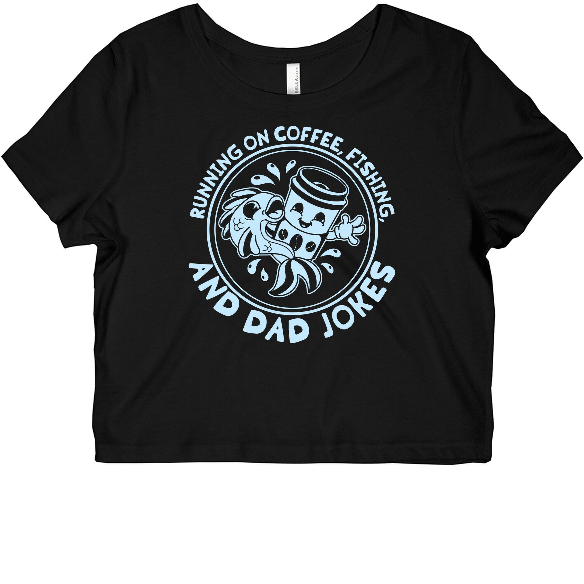 Running on Coffee, Fishing, and Dad Jokes Graphic Baby Tee