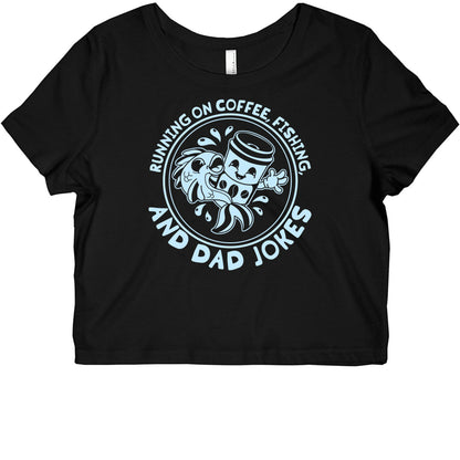 Running on Coffee, Fishing, and Dad Jokes Graphic Baby Tee