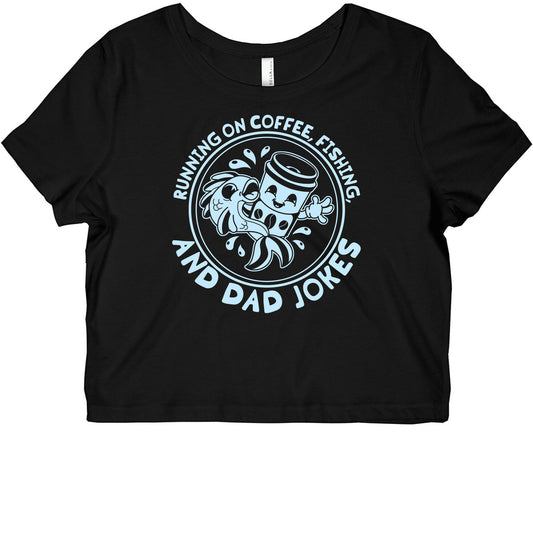 Running on Coffee, Fishing, and Dad Jokes Graphic Baby Tee