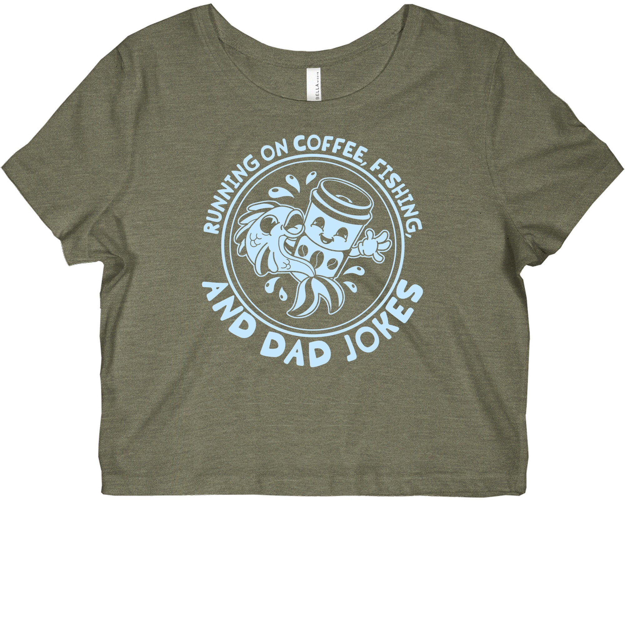 Running on Coffee, Fishing, and Dad Jokes Graphic Baby Tee