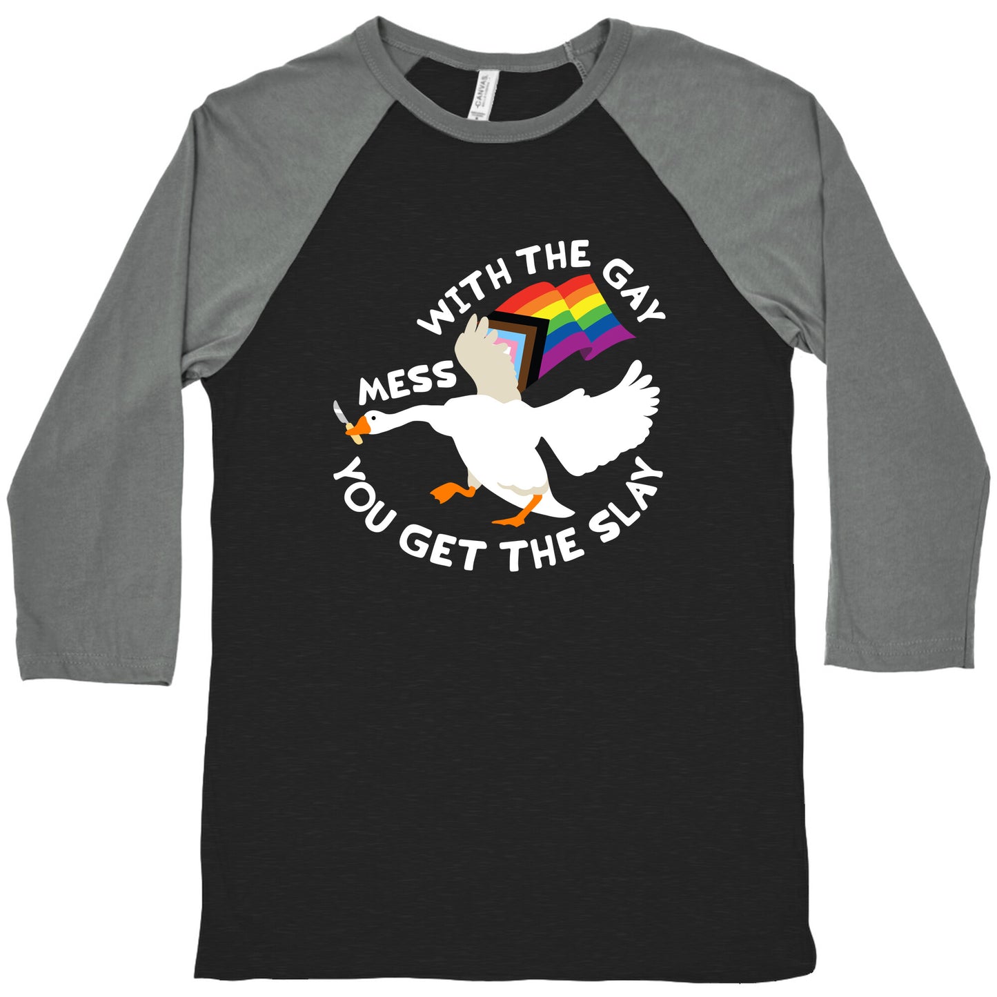 Mess With The Gay You Get The Slay Goose Baseball Tee