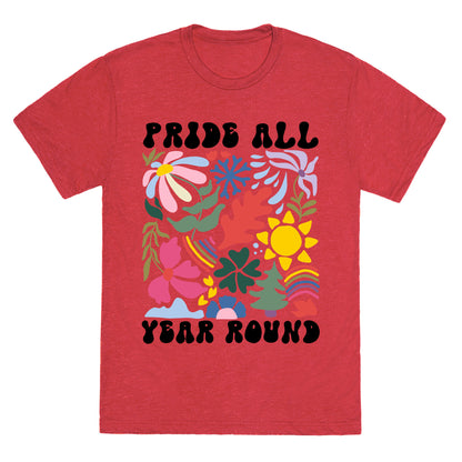 Pride All Year Round Abstract Florals Unisex Triblend Tee