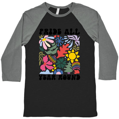 Pride All Year Round Abstract Florals Baseball Tee